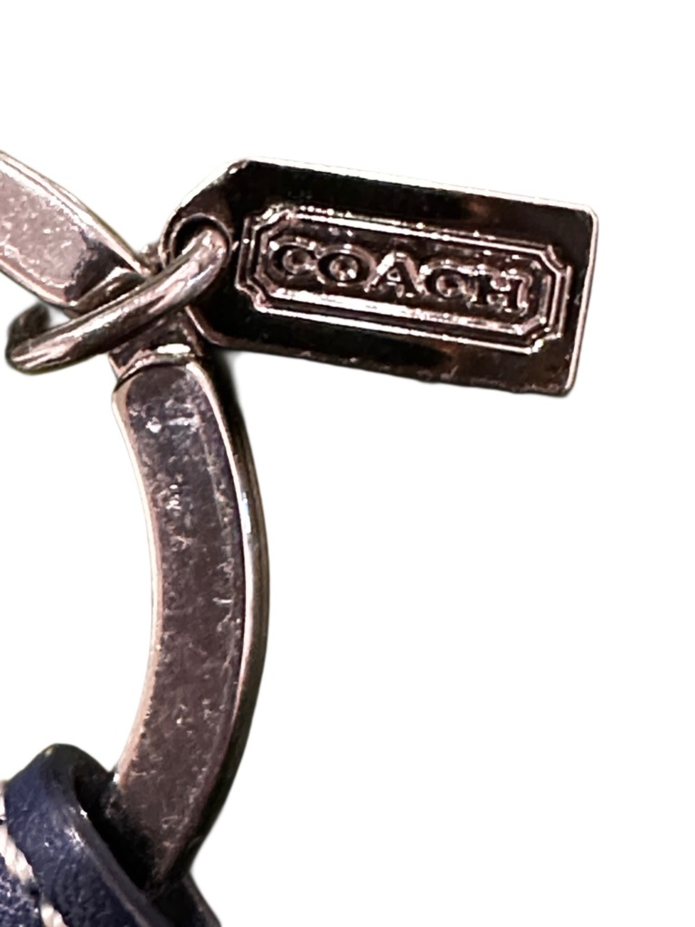 Coach Navy Leather 'Passport' Keychain with Gold Hardware - Picture 6 of 13